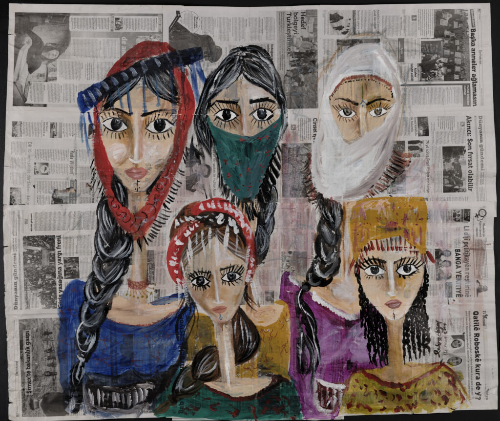 Zehra Doğan, acrílico sobre papel de periódico, 2017, Estambul. Fotografía: Jef Rabillon.