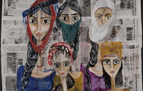 Zehra Doğan, acrílico sobre papel de periódico, 2017, Estambul. Fotografía: Jef Rabillon.